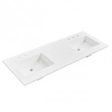  TS1-S6122DMW8 - 1.5cm (5/8'') 61'' Double Bowl Matte White (MW) fdSTONE™ Top - 8''