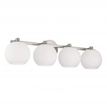  152141BN-548 - 4-Light Circular Globe Vanity in Brushed Nickel with Soft White Glass