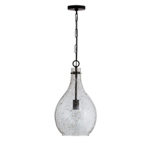 Capital 333813MB-472 - Rabun 12" Stone Seeded Glass Pendant - Matte Black
