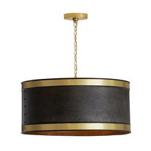 Capital 335641GB - Barrow 4-Light Drum Pendant - Galvanized Black & Brass