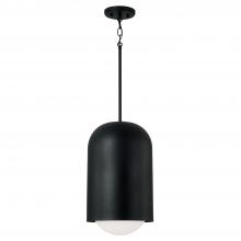  351612BI - 1-Light Capsule Arch Pendant in Black Iron with Soft White Glass