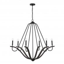Capital 447662CK - Clive 6-Light Chandelier - Black Iron & Grey Wood