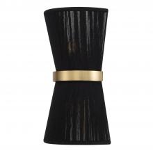  641221KP - 2-Light Sconce in Hand wrapped Black Rope String and Hand-Distressed Patinaed Brass