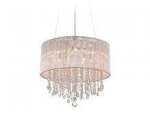  HF1500-SLV - Beverly Dr. Collection Round Silver Silk String Shade and Crystal Dual Mount