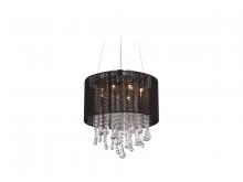  HF1501-BLK - Beverly Dr. Collection Round Black Silk String Shade and Crystal Dual Mount