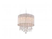  HF1501-SLV - Beverly Dr. Collection Round Silver Silk String Shade and Crystal Dual Mount