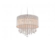  HF1502-SLV - Beverly Dr. Collection Round Silver Silk String Shade and Crystal Dual Mount