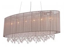  HF1503-TP - Beverly Dr. Collection Oval Taupe Silk String Shade and Crystal Dual Mount