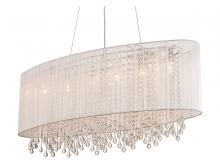  HF1503-WHT - Beverly Dr. Collection Oval White Silk String Shade and Crystal Dual Mount