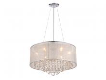 HF1505-SLV - Riverside Dr. Collection Round Silver Organza Silk Shade and Crystal Dual Mount
