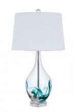  BO-2996TB - 150W 3 way Harlan glass table lamp with hardback taper drum fabric shade