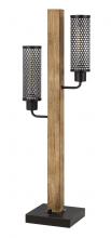  BO-3008TB - 60W x 2 Lenox lantern style rubber wood / metal table lamp with mesh metal shades