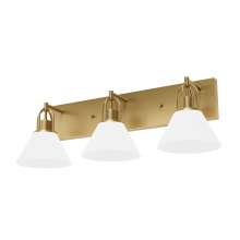  13170 - Hunter Carrington Isle Luxe Gold with Cased White Glass Glass 3 Light Bathroom Vanity Wall Light