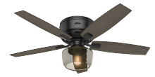 53393 - Hunter 52 inch Bennett Matte Black Low Profile Ceiling Fan with LED Light Kit and Handheld Remote