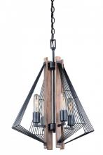 Vaxcel International H0181 - Dearborn 4L Mini Chandelier Burnished Oak/Black Iron