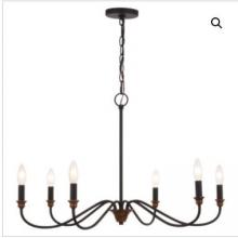 Vaxcel International H0265 - Annabelle 30-in. 6 Light Chandelier Matte Black and Brushed Walnut