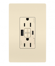 Legrand Radiant 1597TRUSBACLAC4 - radiant? Tamper-Resistant 15A Duplex Self-Test GFCI Receptacles with SafeLock? Protection, USB Type