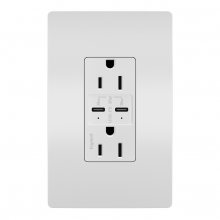 Legrand Radiant R26USBPDWCC6 - radiant 15A Tamper Resistant Ultra Fast PLUS Power Delivery USB Type C/C Outlet, White (6 pack)