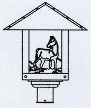 Arroyo Craftsman TRP-16HSOF-BK - 16" timber ridge post mount with horse filigree