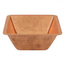  BS15PC2 - 15'' Square Hammered Copper Bar/Prep Sink w/ 2'' Drain Opening in Polished Cop