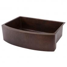Premier Copper Products KASRDB30249 - 30'' Hammered Copper Kitchen Rounded Apron Single Basin Sink