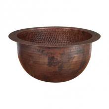 Premier Copper Products LR10FDB - 10'' Round Under Counter Hammered Copper Bathroom Sink