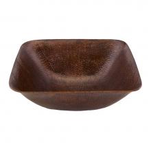 Premier Copper Products VSQ14BDB - 14'' Square Vessel Hammered Copper Sink