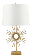 Lucas McKearn TLM-1009 - Sun King Buffet Table Lamp in Distressed Gold and Crystal By Lucas McKearn