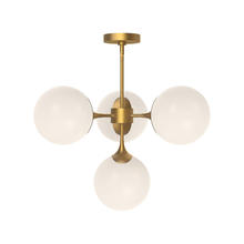 Alora Lighting CH505426MBOP - Nouveau 26-in Matte Black/Opal Matte Glass 4 Lights Chandeliers
