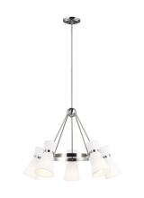  3190505-962 - Clark modern 5-light indoor dimmable ceiling chandelier pendant light in brushed nickel silver finis