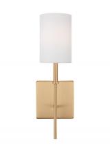  4109301-848 - Foxdale transitional 1-light indoor dimmable bath sconce in satin brass gold finish with white linen