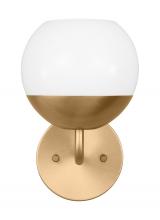  4168101-848 - Alvin modern 1-light indoor dimmable bath vanity wall sconce in satin brass gold finish with white m