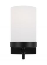 4190301-112 - Zire dimmable indoor 1-light LED wall light or bath sconce in a midnight black finish with etched wh