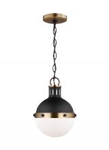  6177101EN3-112 - Hanks transitional 1-light LED indoor dimmable mini ceiling hanging single pendant light in midnight