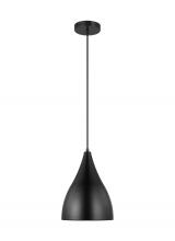  6545301-112 - Oden modern mid-century 1-light indoor dimmable small pendant in midnight black finish with midnight