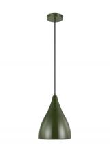  6545301-145 - Oden modern mid-century 1-light indoor dimmable small pendant in olive finish with olive finish shad
