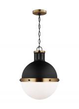  6577101EN3-112 - Hanks transitional 1-light LED indoor dimmable medium ceiling hanging single pendant light in midnig