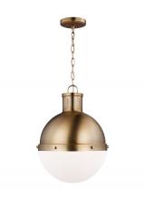  6577101EN3-848 - Hanks transitional 1-light LED indoor dimmable medium ceiling hanging single pendant light in satin
