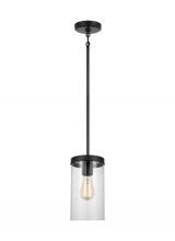  6590301-112 - Zire dimmable indoor 1-light pendant in a midnight black finish with clear glass shade