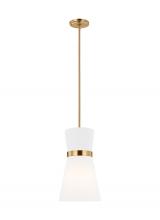  6590501EN3-848 - Clark modern 1-light LED indoor dimmable ceiling hanging single pendant light in satin brass gold fi