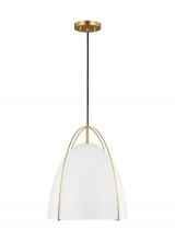  6651801-848 - Norman modern 1-light indoor dimmable large ceiling hanging single pendant light in satin brass gold