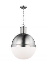  6677101EN3-962 - Hanks transitional 1-light LED indoor dimmable large ceiling hanging single pendant light in brushed
