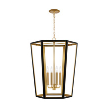  AC1094MBKBBS - Curt traditional dimmable indoor medium 4-light lantern chandelier in a midnight black finish with g