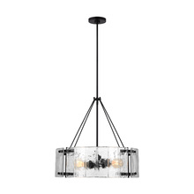  AP1234AI - Calvert transitional 4-light indoor dimmable medium ceiling chandelier in aged iron finish with clea