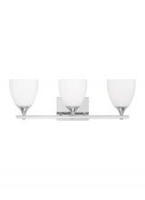  DJV1023CH - Toffino Modern 3-Light Bath Vanity Wall Sconce in Chrome Finish With Milk Glass Shades