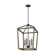 Visual Comfort & Co. Studio Collection F3191/4WOW/AF - Gannet Medium Chandelier - Weathered Oak Wood & Antique Forged Iron