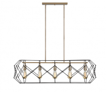  6634105-848 - Zarra Five Light Linear Lantern - Satin Brass & Black