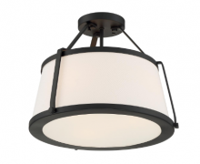 Nuvo 60/6998 - Cutty - 3 Light Semi-Flush with Fabric Shade - Matte Black Finish