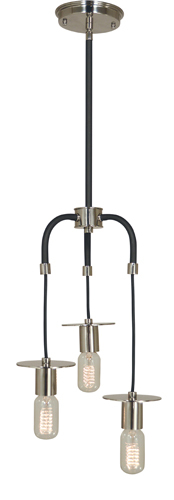  4893 PN/MBLACK - 3-Light Polished Nickel/Matte Black Juliette Pendant