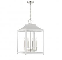  M30009WHPN - 4-Light Pendant in White with Polished Nickel